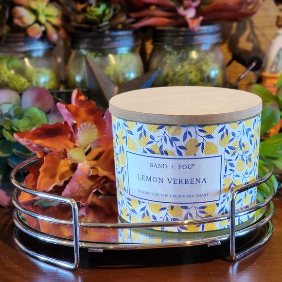 Sand + Fog Other - Sand + Fog Lemon Verbena Candle Yellow and Blue 12 Oz
